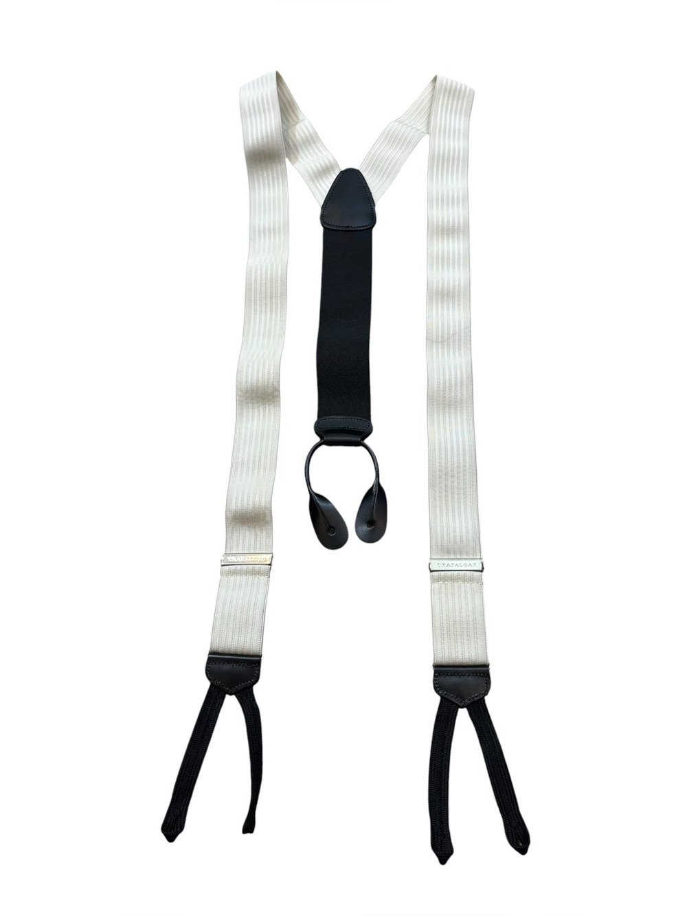 Mens Trafalgar Brand White and Black Suspenders